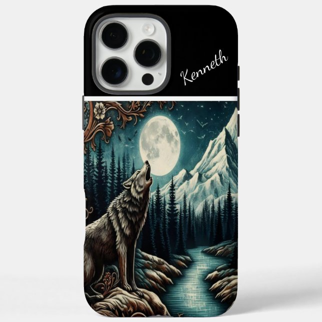 Wolfs Mondlicht-Howl iPhone 16 Pro Max Hülle (Rückseite)