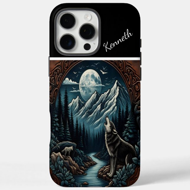 Wolfs Mondlicht-Howl iPhone 16 Pro Max Hülle (Rückseite)