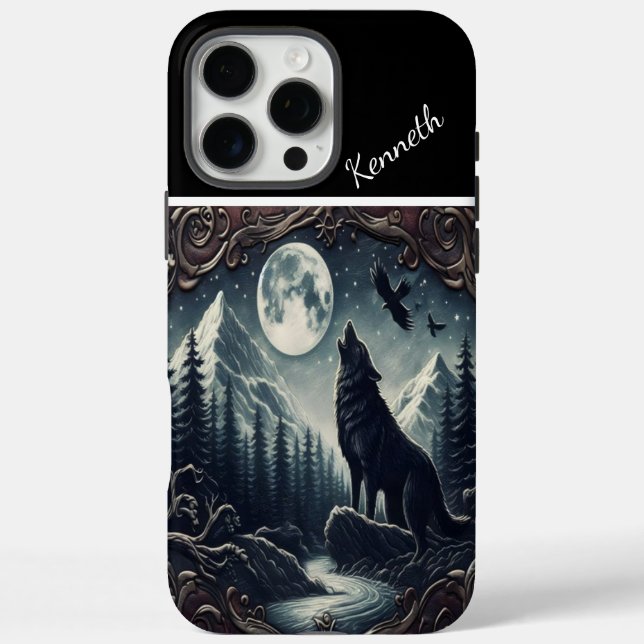 Wolfs Mondlicht-Serenade iPhone 16 Pro Max Hülle (Rückseite)