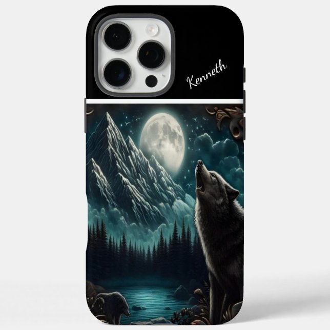 Wolfs Mondlicht-Serenade iPhone 16 Pro Max Hülle (Rückseite)