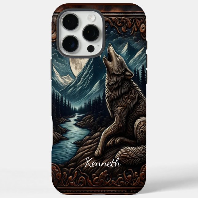 Wolfs Mondlicht-Serenade iPhone 16 Pro Max Hülle (Rückseite)