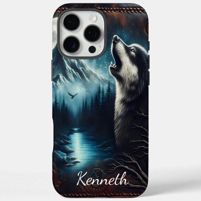 Wolfs Mondlicht-Serenade iPhone 16 Pro Max Hülle (Rückseite)