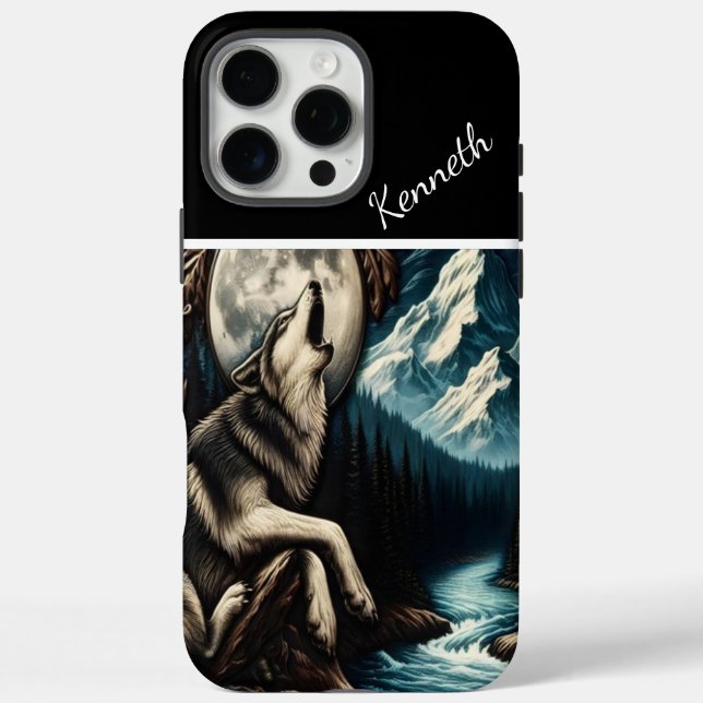 Wolfs Mondlicht-Serenade iPhone 16 Pro Max Hülle (Rückseite)