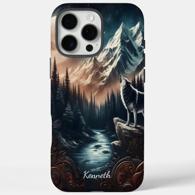Wolfs Mondlicht-Serenade iPhone 16 Pro Max Hülle (Rückseite)
