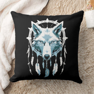 Wolfs Warnung vor dem Dream Catcher Kissen