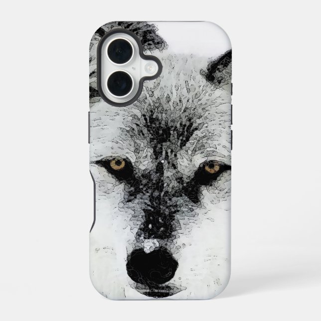 Wolfsaugen iPhone 16 Hülle (Rückseite)