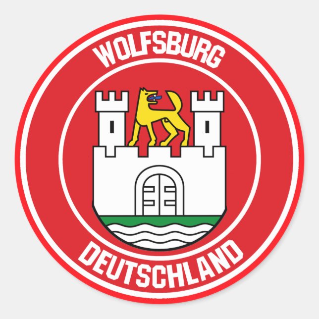 Wolfsburg Round Emblem Runder Aufkleber (Vorderseite)