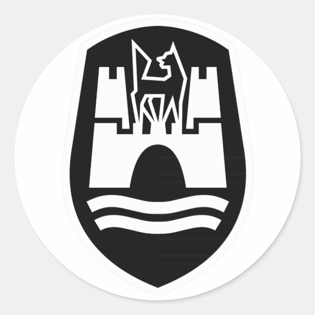 Wolfsburger Wappen (Schwarz-weiß) Runder Aufkleber (Vorderseite)