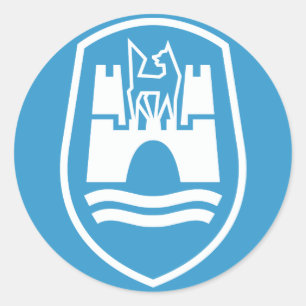 Wolfsburger Wappen (weiß) Runder Aufkleber