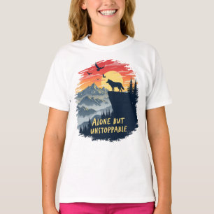 Wolfsgeheul bei Mond allein, aber unaufhaltsam T-Shirt