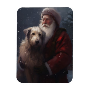 Wolfshund mit Santa Claus Festive Weihnachten Magnet