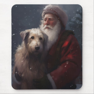 Wolfshund mit Santa Claus Festive Weihnachten Mousepad