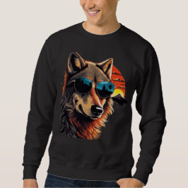 Wolfshund mit Sonnenbrille im Sonnenuntergang Idee Sweatshirt