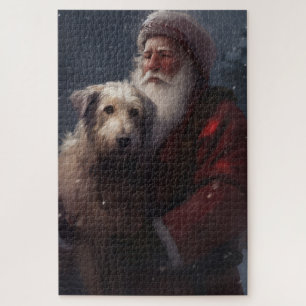 Wolfshund mit Weihnachtsmann Festive Weihnachten
