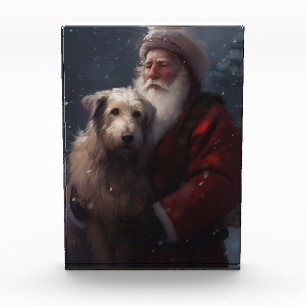 Wolfshund mit Weihnachtsmann Festive Weihnachten Fotoblock