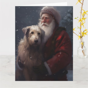 Wolfshund mit Weihnachtsmann Festive Weihnachten Karte
