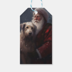 Wolfshund mit Weihnachtsmann Festives Weihnachten Geschenkanhänger