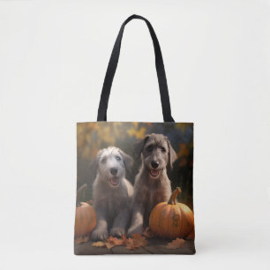 Wolfshund-Welpe Herbstfreude Kürbis Tasche