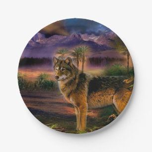 Wolfsjagd in den Bergen Pappteller