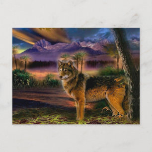 Wolfsjagd in den Bergen Postkarte