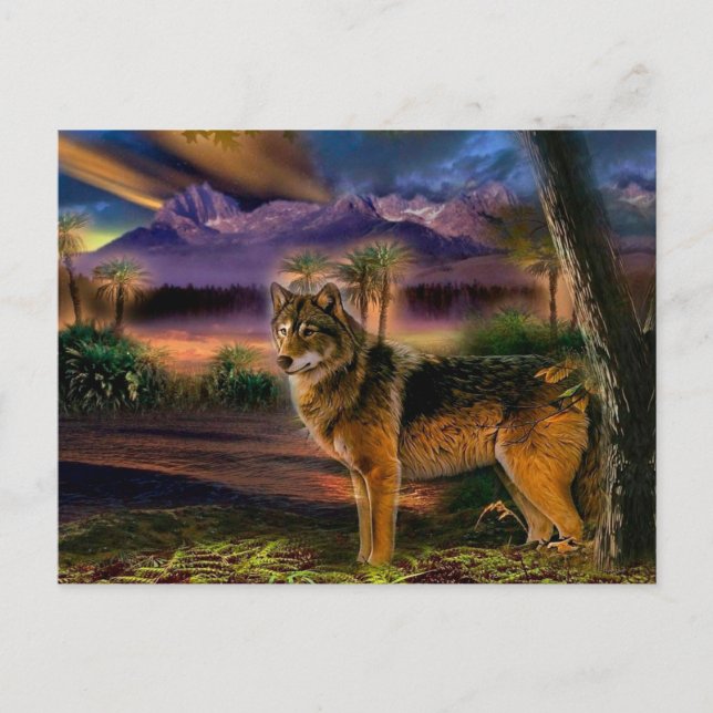 Wolfsjagd in den Bergen Postkarte (Vorderseite)