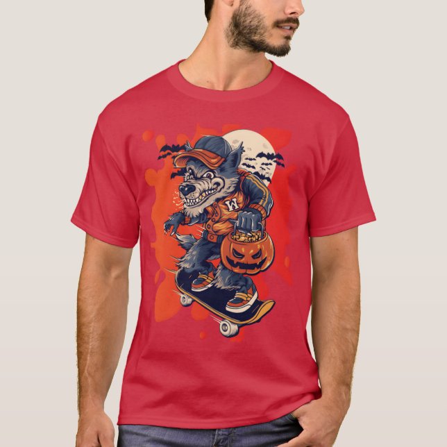 Wolfskateboarden in der Familie T-Shirt (Vorderseite)