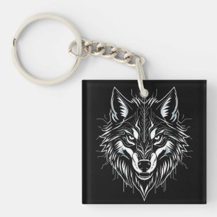 Wolfskopf-Kunst Schlüsselanhänger