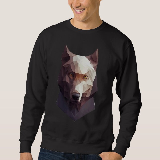 Wolfskopf Low Poly Polygon Wölfe Geometrisch Sweatshirt (Vorderseite)