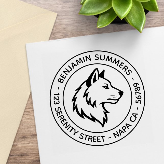 Wolfskopf-Profil-Rundanschrift Gummistempel (Von Creator hochgeladen)