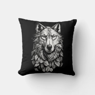Wolfskopf verlasse Tierkunst zeichnend Kissen