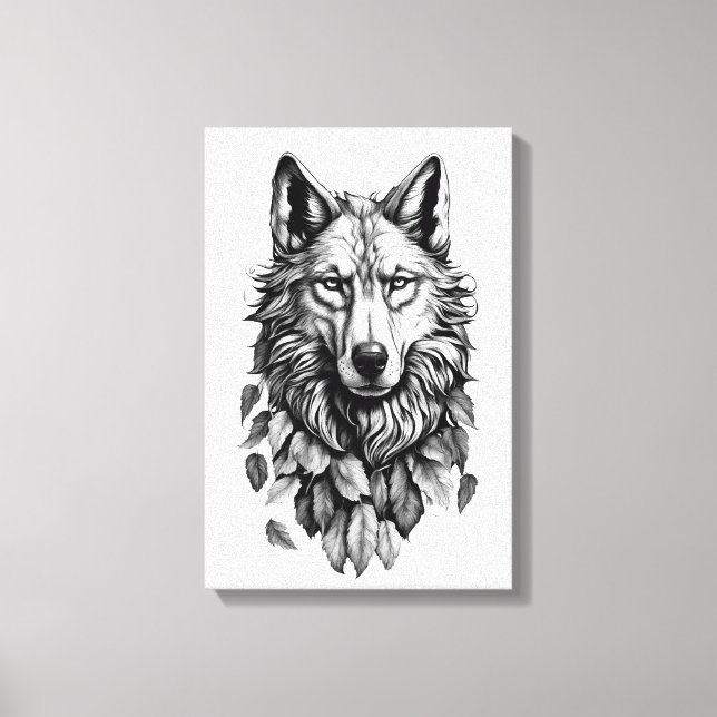 Wolfskopf verlasse Tierkunst zeichnend Leinwanddruck (Vorderseite)