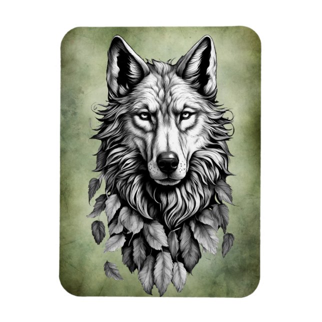 Wolfskopf verlasse Tierkunst zeichnend Magnet (Vertikal)