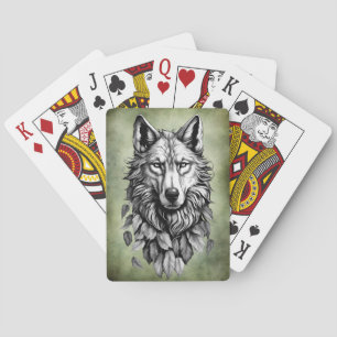 Wolfskopf verlasse Tierkunst zeichnend Spielkarten