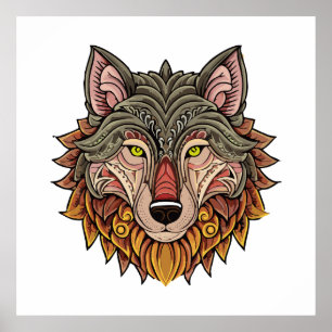 Wolfskopf von vorne poster