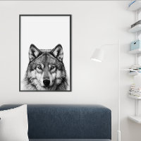 Wolfskopfporträt Schwarz weiß