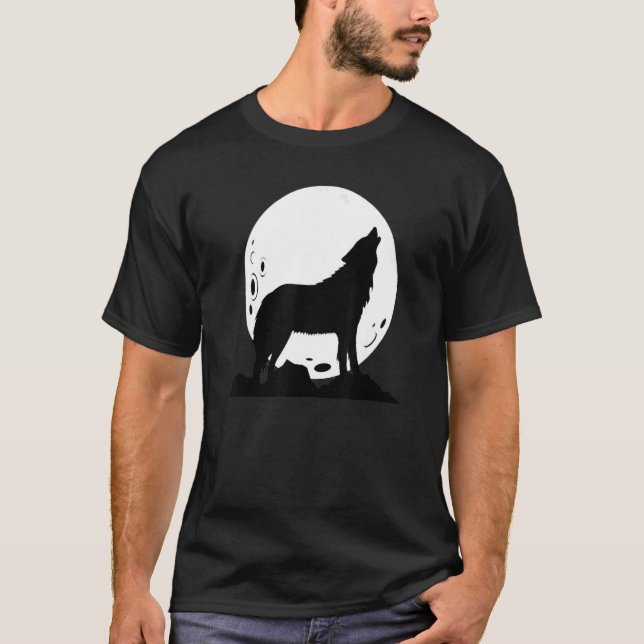 Wolfsphasen während des Aufstiegs des Mondwolfmoos T-Shirt (Vorderseite)