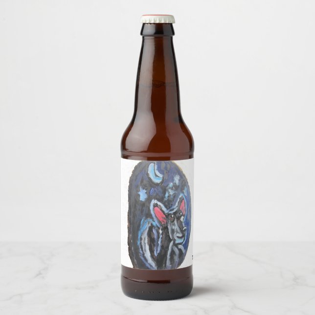 Wolfsportrait Bierflaschenetikett (Vorderseite)
