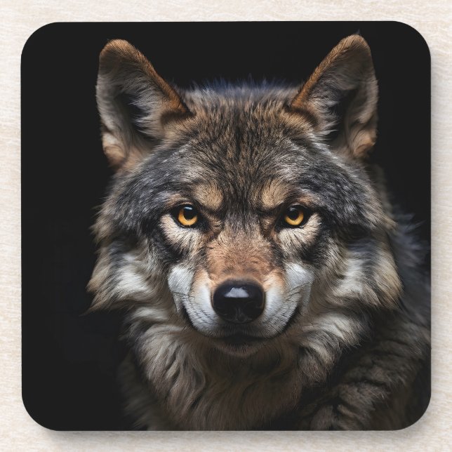 Wolfsprotrait Getränkeuntersetzer (Vorderseite)