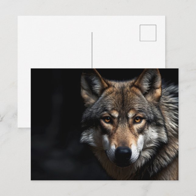 Wolfsprotrait Postkarte (Vorne/Hinten)