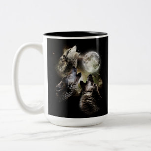 Wolfsrudel Heult Vollmond Zweifarbige Tasse
