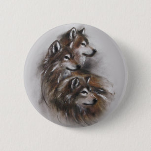 Wolfwolftiere, wild lebende Tiere, Tierkunst, Button