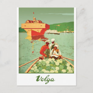 Wolga, Segelboote und Wassermelonehändler Postkarte