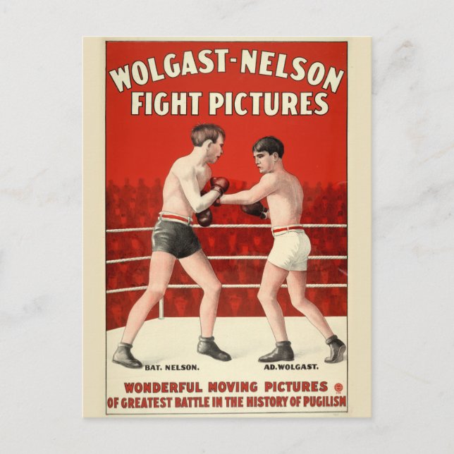 Wolgast-Nelson Fight Pictures - wiederhergestellte Postkarte (Vorderseite)