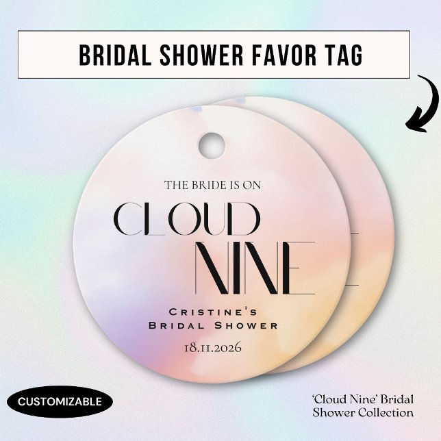 Wolke 9 farbiges Brautparty Geschenkanhänger (Von Creator hochgeladen)