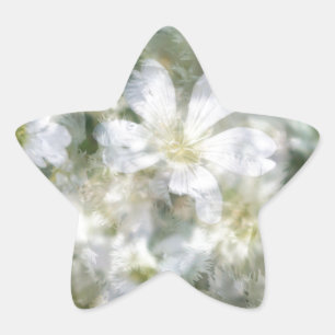 Wolke der weißen Blume Stern-Aufkleber