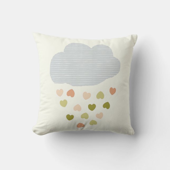 Wolke mit Regenherzen Kinderzimmer Kissen (Vorderseite)