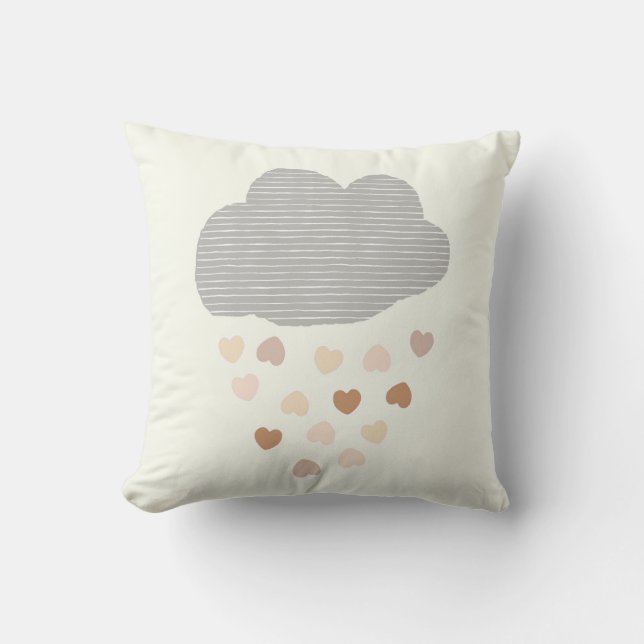 Wolke mit Regenherzen Kinderzimmer Kissen (Vorderseite)
