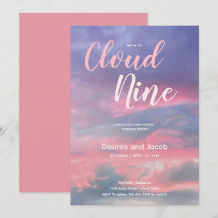 Wolke-Neun-Baby-Mädchen-Rosa-Blau-Baby-Shower-Einl Einladung