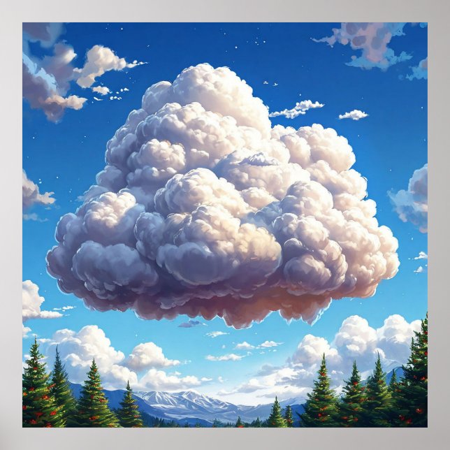 Wolke über Landschaftliche Berglandschaft Poster (Vorne)