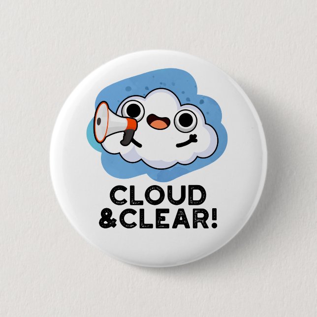 Wolke und klarer, sonniger Wetterpuff Button (Vorderseite)